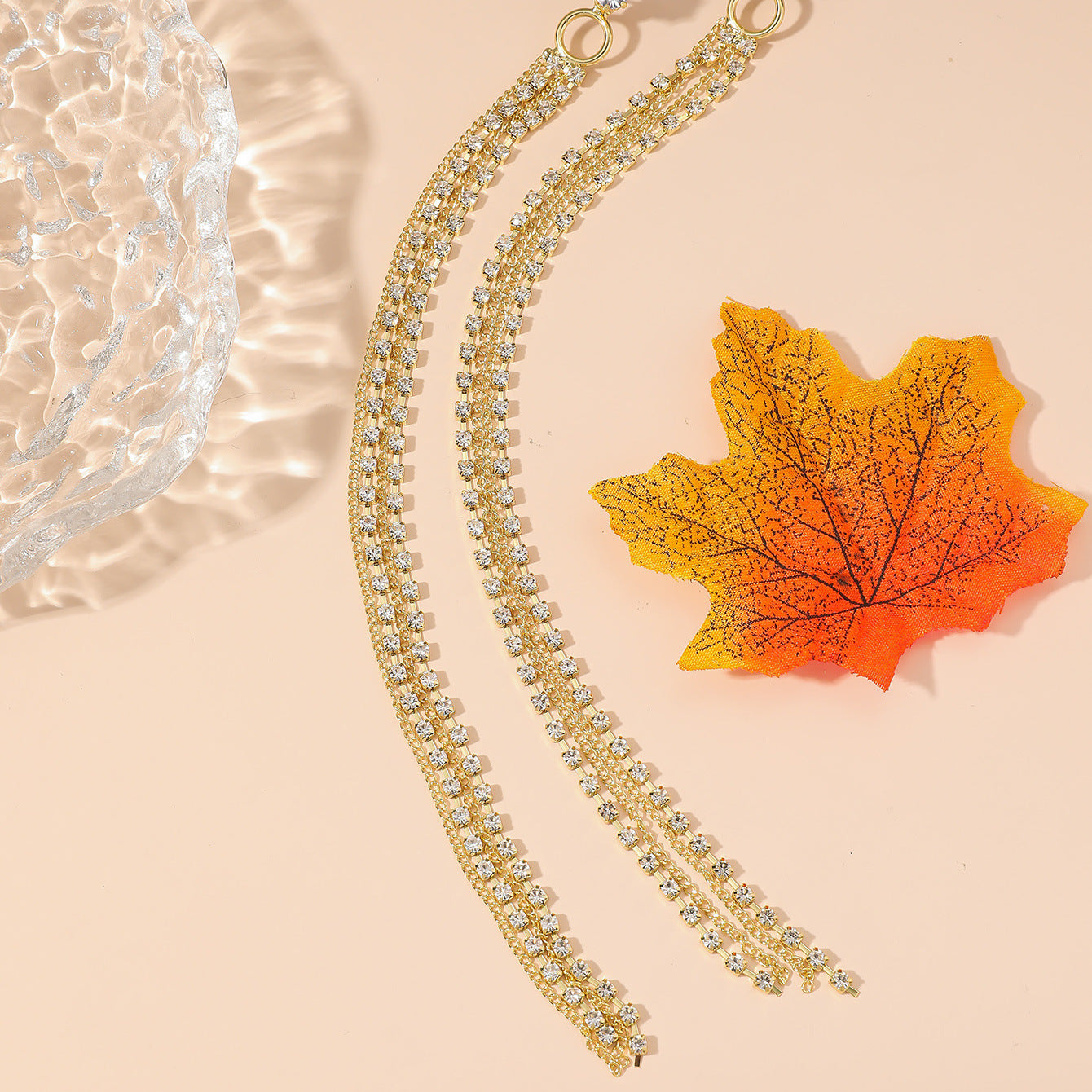 Wholesale Diamond Tassel Palace Style Long Geometric Earrings