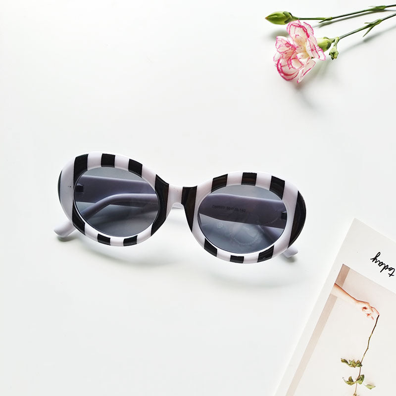 Wholesale Striped Cat Eye PC Small Frame Sunglasses