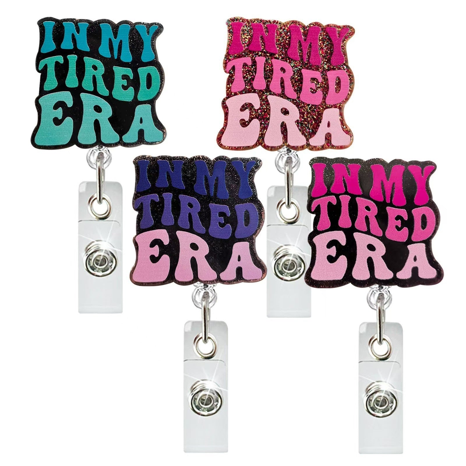 Wholesale Acrylic Badge Clip Chest Badge Clip Retractable Keychain