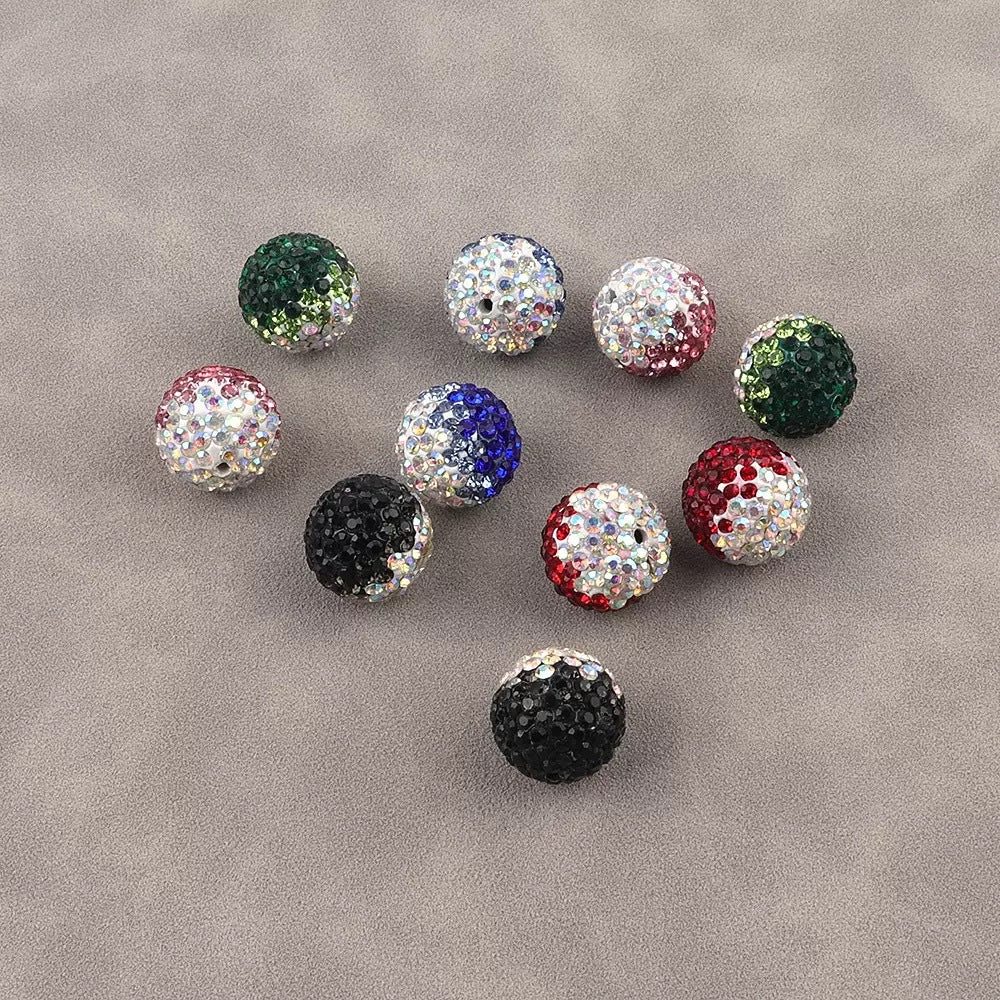 Wholesale 20pcs 16mm Gypsophila Colorful Gradient Soft Clay Diamond Ball Straight Hole Crystal Beads