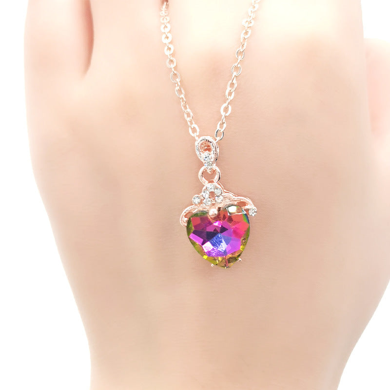Wholesale Fashion Love Pendant Heart Shape Diamond Crystal Necklaces