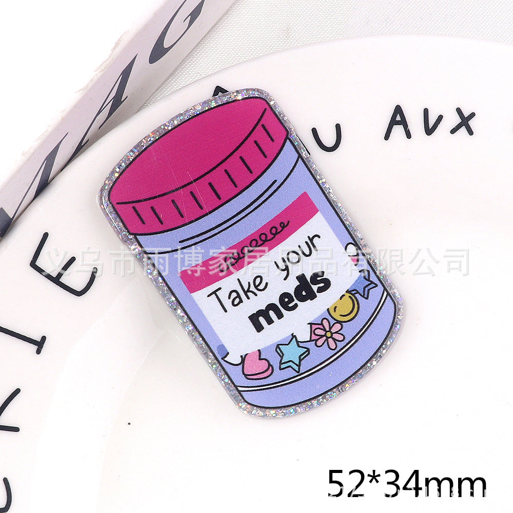 Wholesale 10pcs New cartoon loose powder medical nurse letter rainbow bag accessories acrylic cute things DIY patch accessories