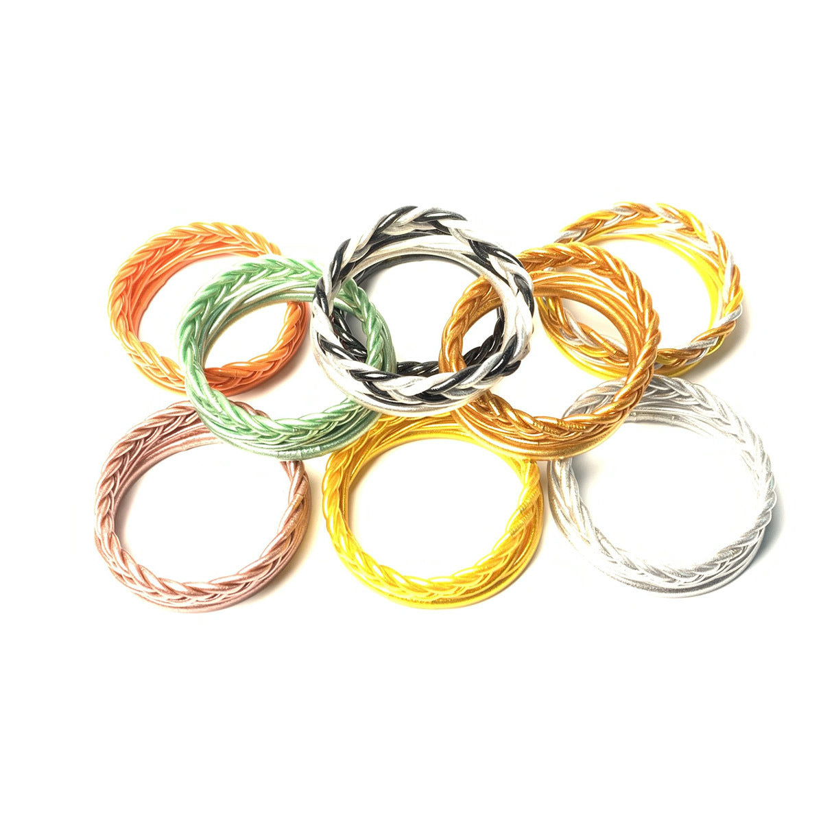 Wholesale Braided Bracelet PVC Silicone Tube Leopard Leather Bracelet Set