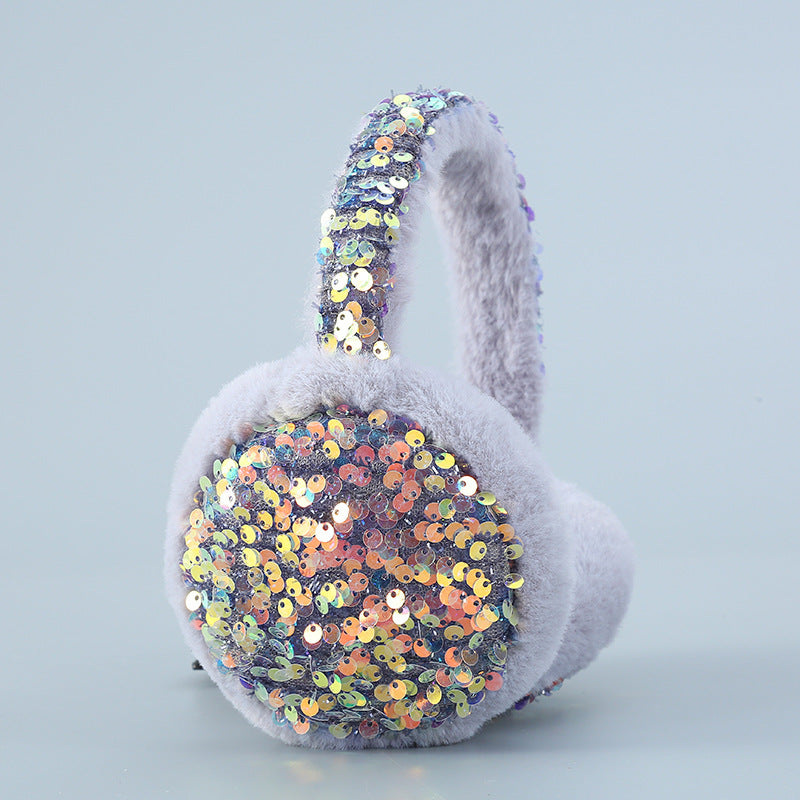 Wholesale Sequins Warm Cute Winter Earmuffs Plush Antifreeze Ear Warmer