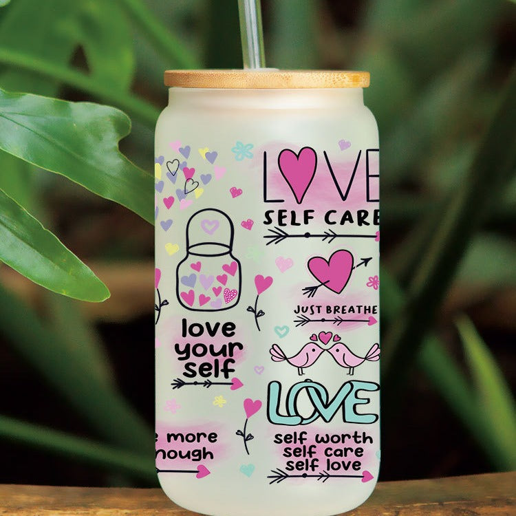 Wholesale Colorful Love Letter 16oz Cup UV DTF Wraps