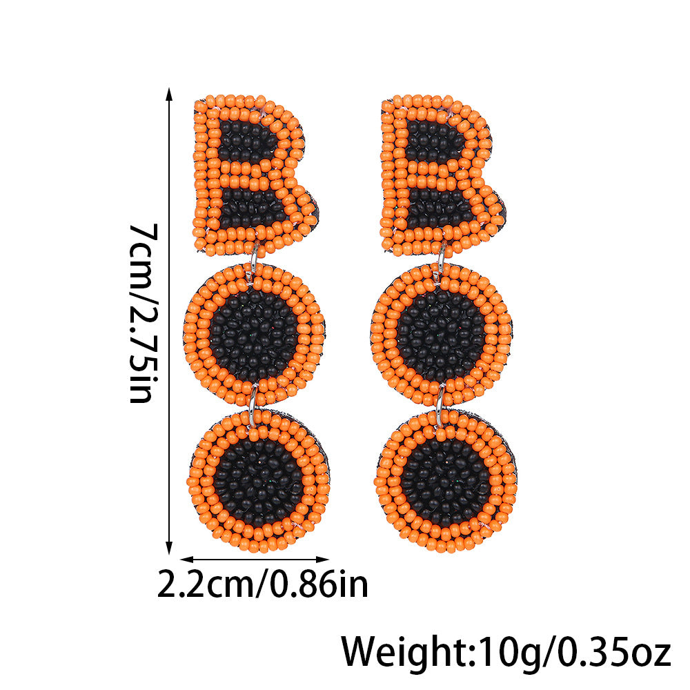 Wholesale Halloween BOO Scary Ghost Face Beaded Earrings