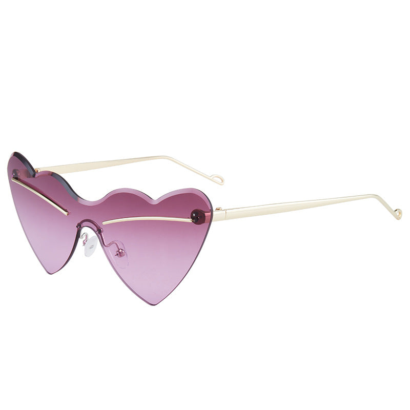 Wholesale Love Style Hip Hop Concave Shape Frameless Trimmed PC Sunglasses