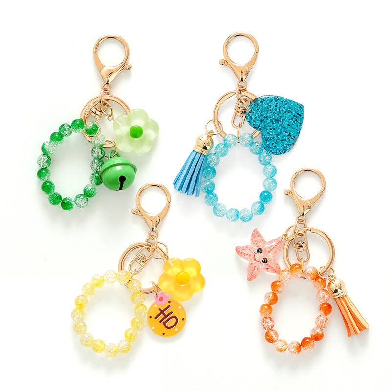 Wholesale Candy colored beaded tassel keychain