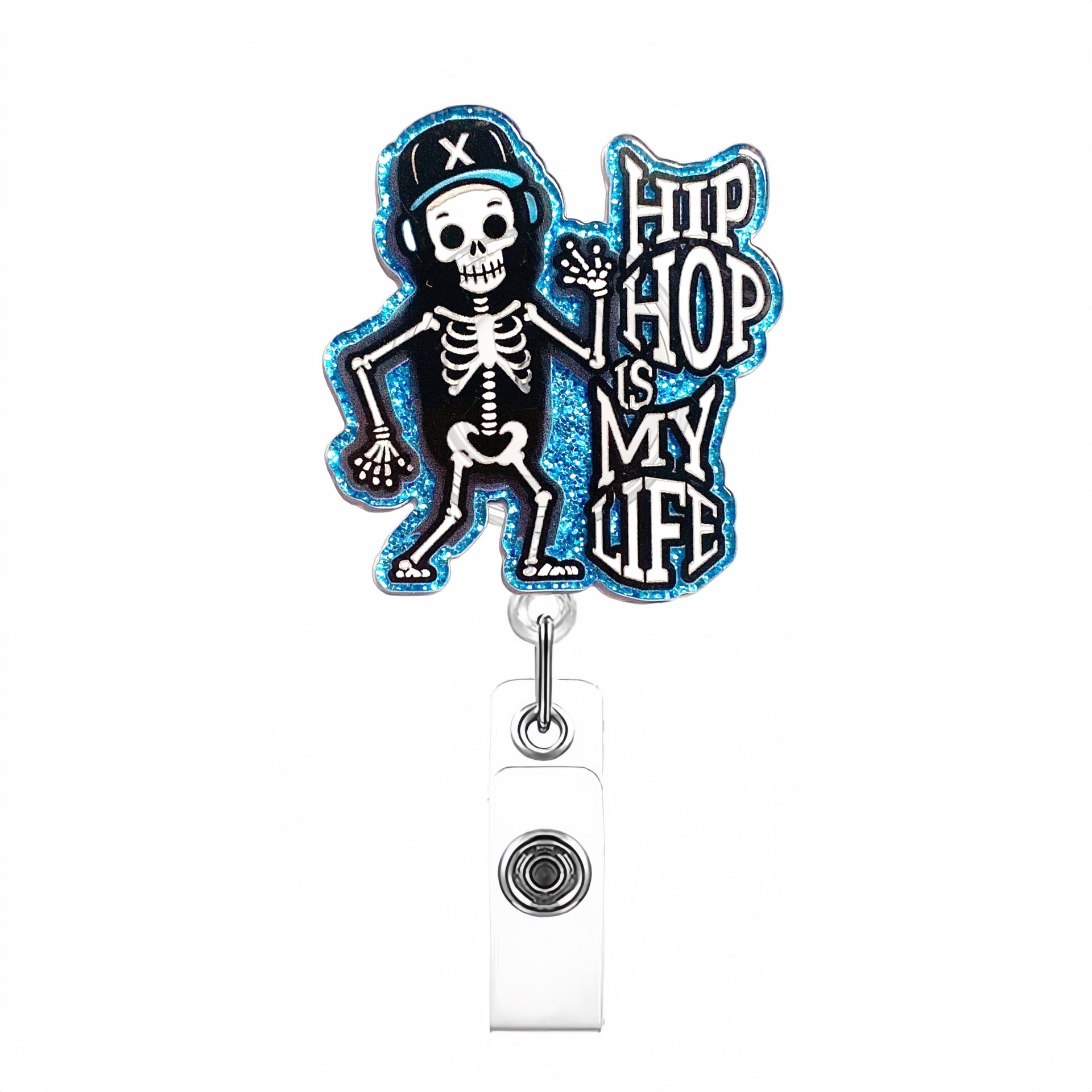 Wholesale Blackened Skeleton Medical Easy Pull Buckle  Badge Reels