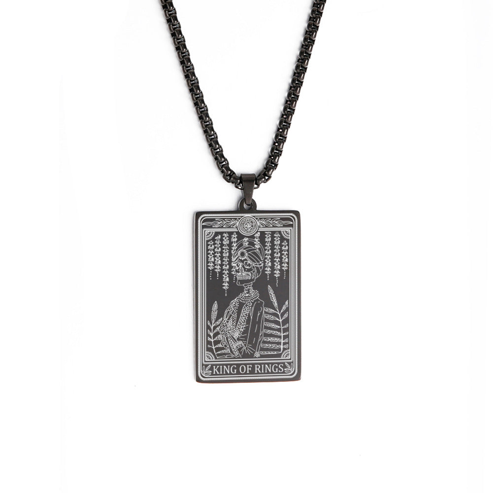 Wholesale Titanium Steel Square Tarot Card Series Ring King Stainless Steel Necklaces