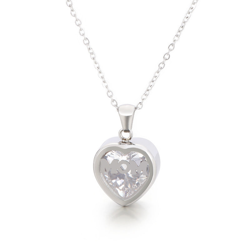 Wholesale new mother's day gift stainless steel heart-shaped necklace