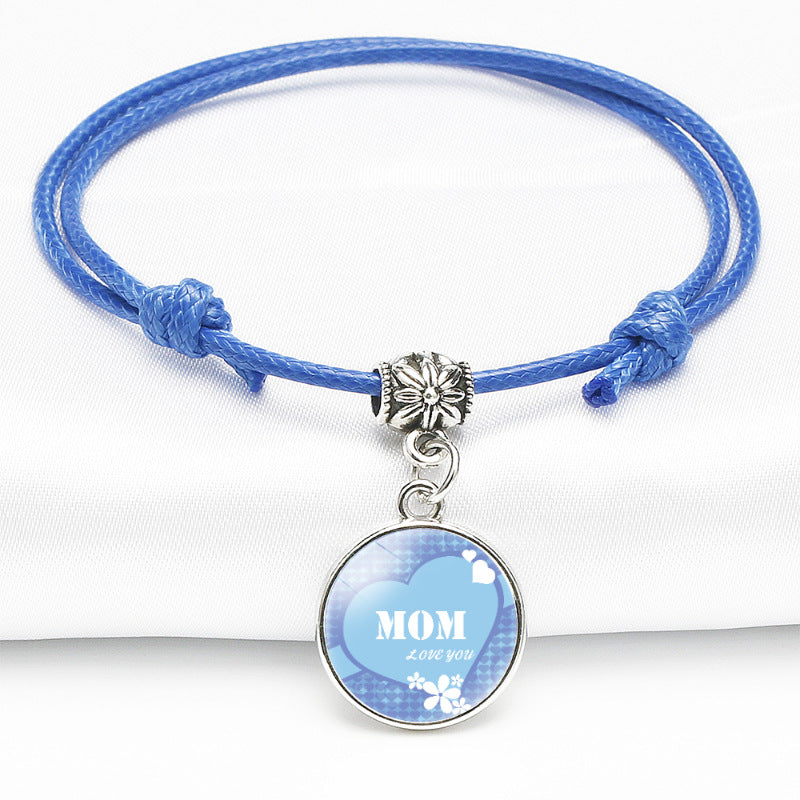 Wholesale Color MOM Series Time Gemstone Leather Bracelet