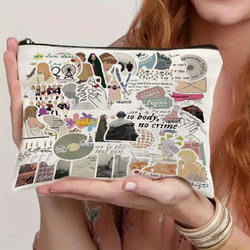 Wholesale Cotton and Linen Nurse Letter Print Storage Waterproof Linen Cosmetic Bag