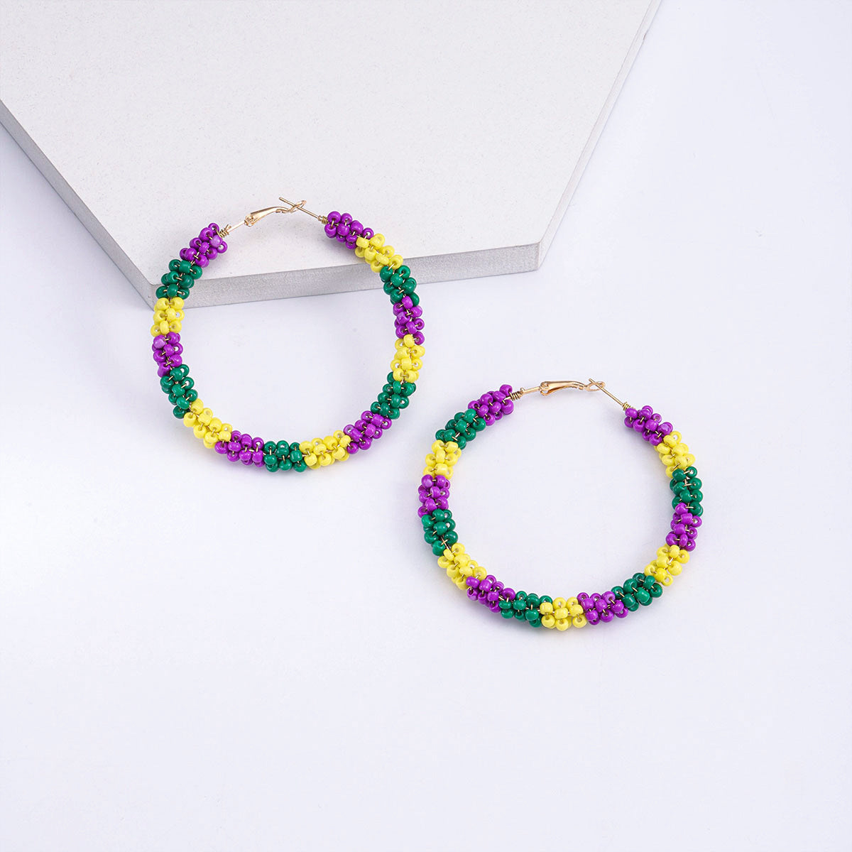 Wholesale New Colorful Knitted Alloy Handmade Rice Bead Earrings Fashion Unique Design Sensibility Trendy Festival Earrings Jewelry