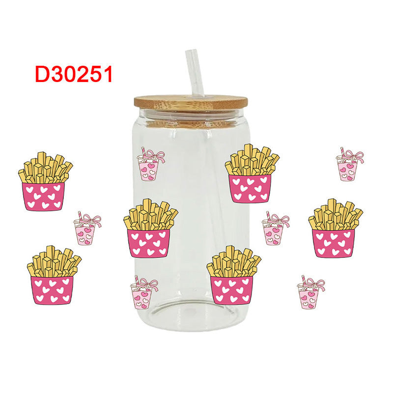 Wholesale Pizza drinks and food series 16oz Cup UV DTF Wraps