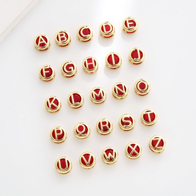 Wholesale 26 English letters inlaid with zircon stones  Pendant Charms