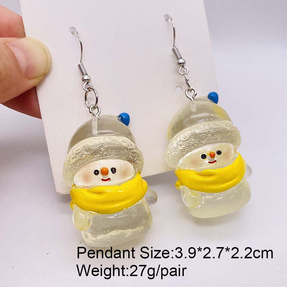 Wholesale Christmas 3D Three-dimensional Christmas Tree Snowman Resin Earrings