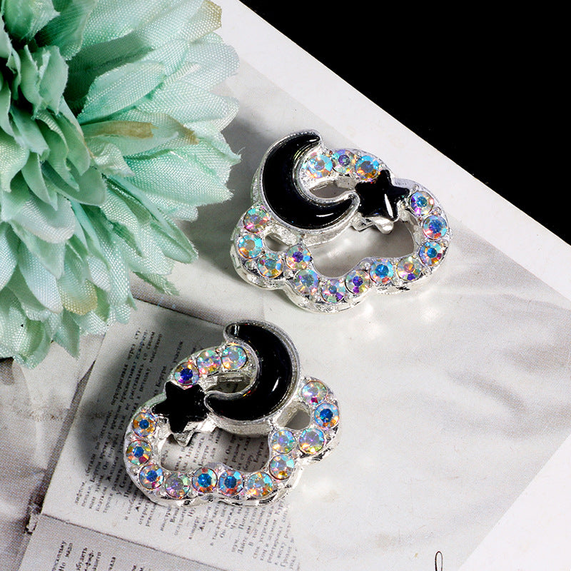 Wholesale 3pcs Fully Diamond Auspicious Cloud Star Moon Crystal Beads