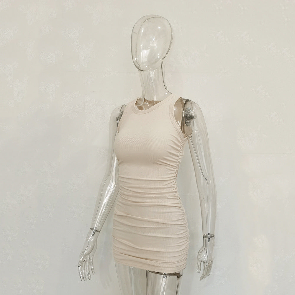 Wholesale Pleated Ribbed Fitted Dress