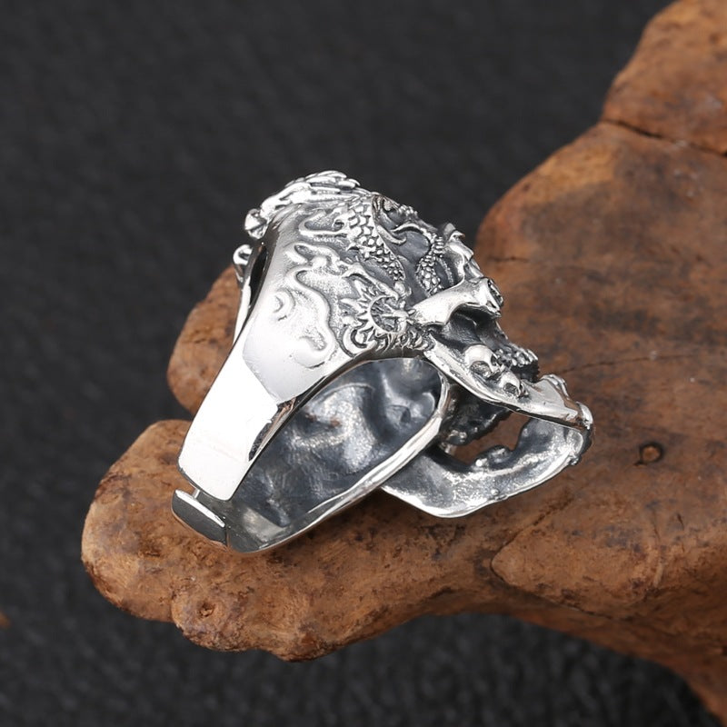 Wholesale Retro Thai silver exaggerated domineering skull ring