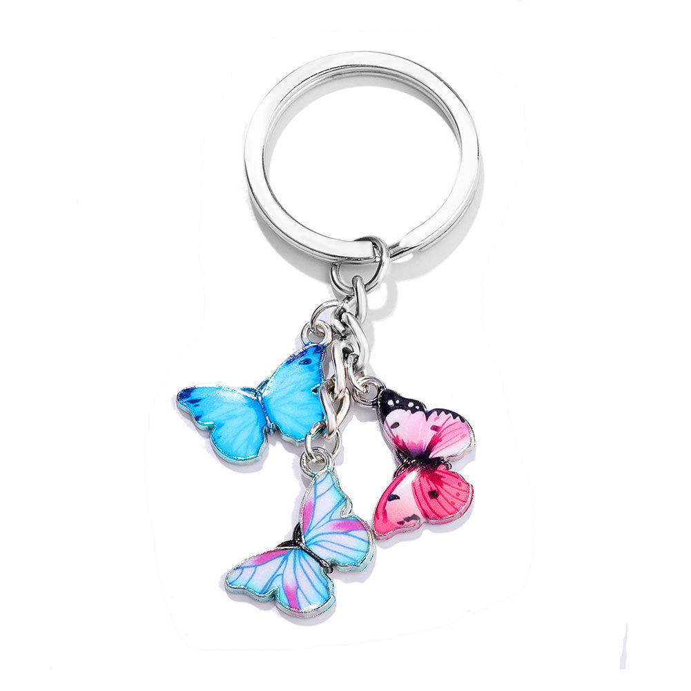 Wholesale Alloy Colored Drip Oil Butterfly Keychain