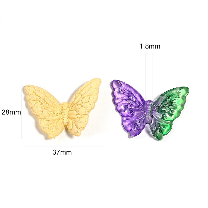 Wholesale 100pcs Acrylic Two-color Gradient Butterfly Crack Wing Beads