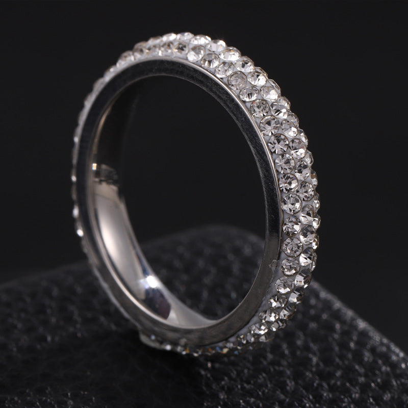 Wholesale five-row full diamond stainless steel rings