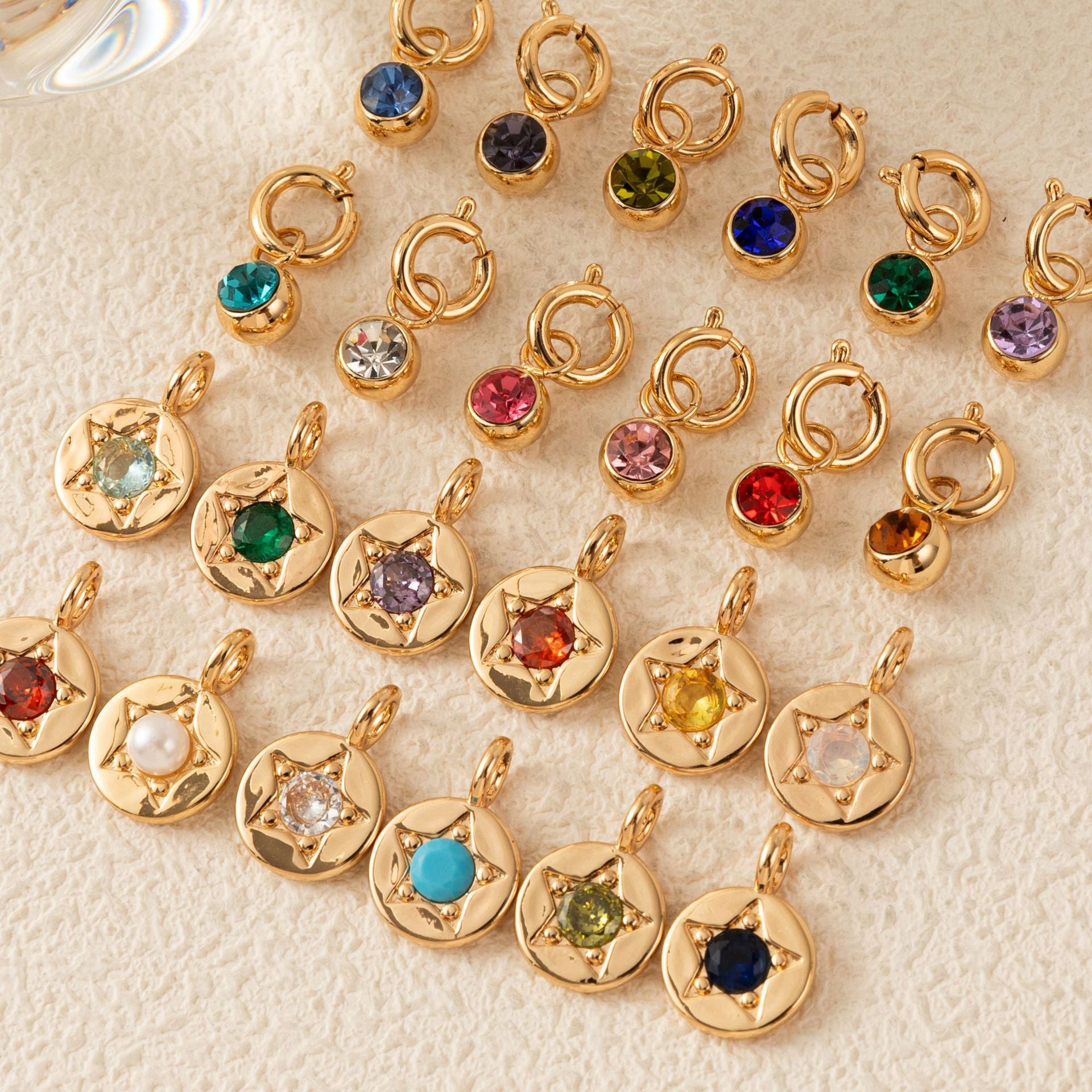 Wholesale Copper Five Pointed Star Zircon Pendant Colorful Birthstone Charm For DIY Necklace Fashion Accessory Gift
