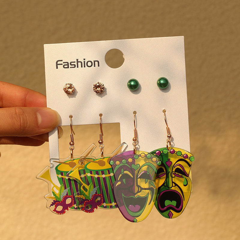 Wholesale Music Carnival 4 Pair Acrylic Earrings suit