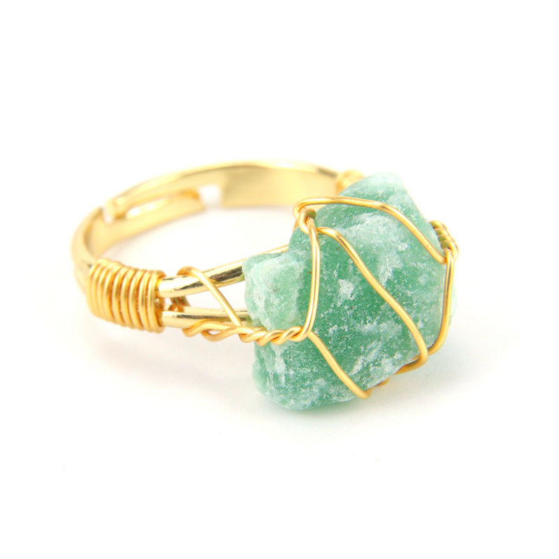 Wholesale The New Statement Hand-wound Rough Stone Agate Ring Is Adjustable