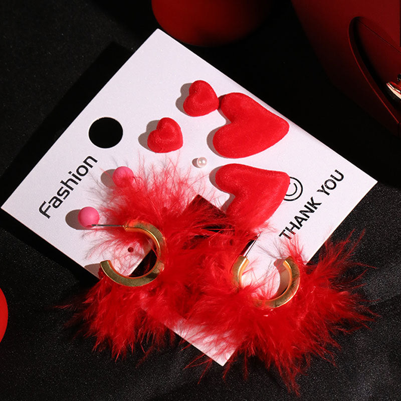 Wholesale Christmas Earrings Plush Love Stud Earring Set
