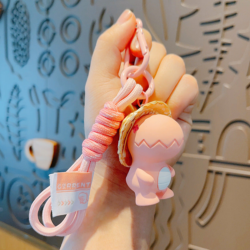 Wholesale Resin Straw Hat Dinosaur Keychain