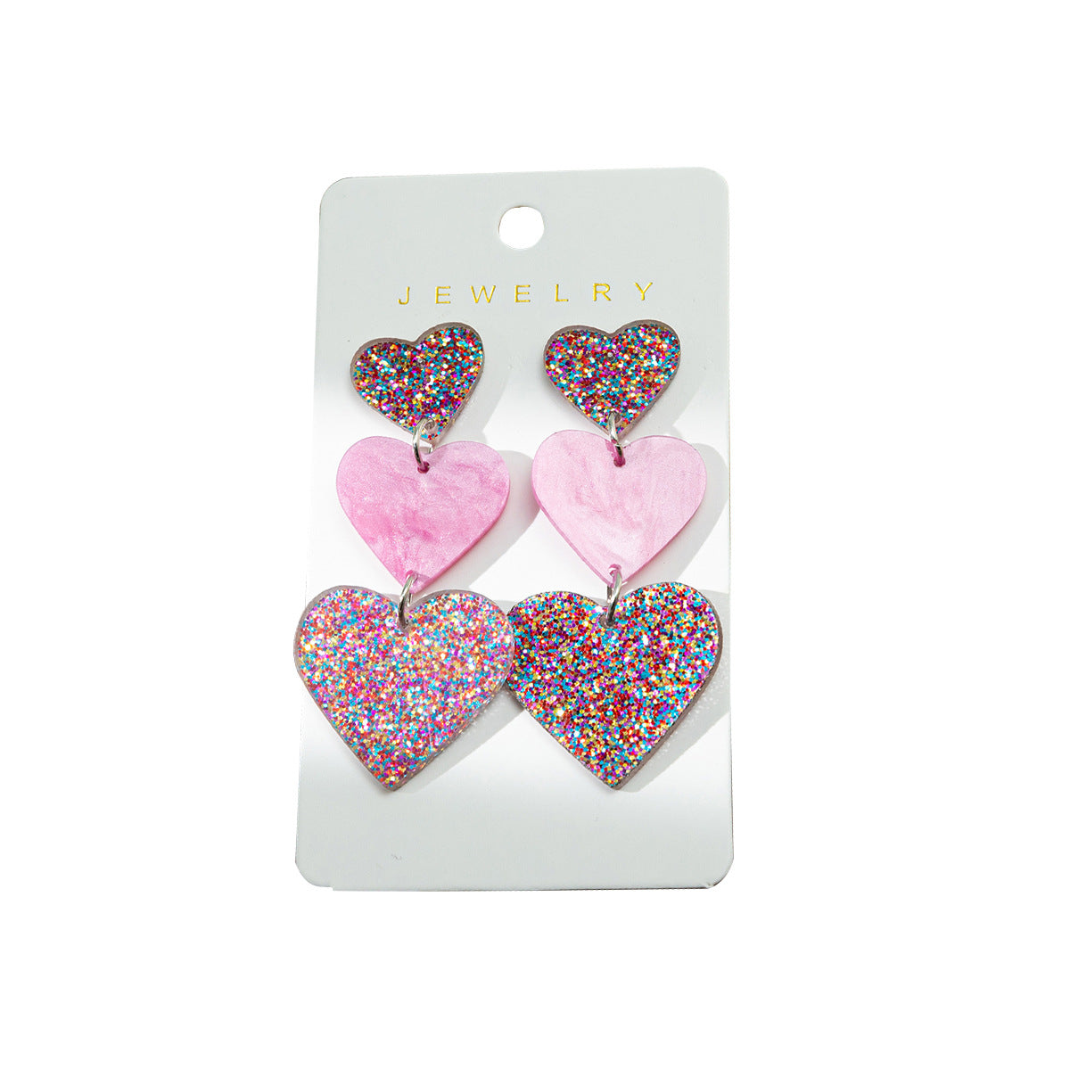 Wholesale Super Flash Powder Three Layer Love Earrings