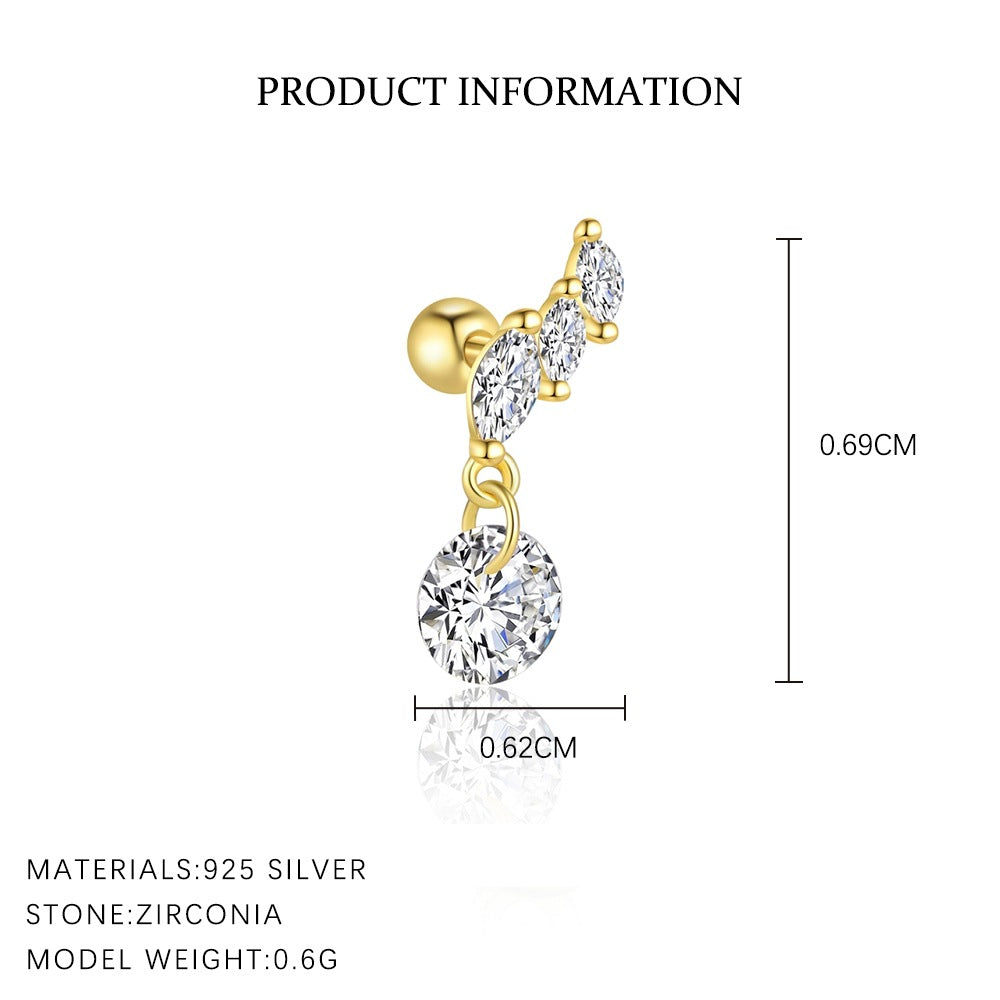 Wholesale Star Moon Zircon Round Head Earnail Ear Studs