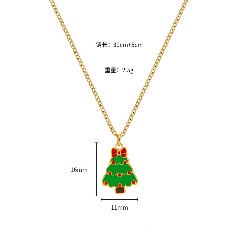 Wholesale Christmas Elk Snowman Bell Necklace