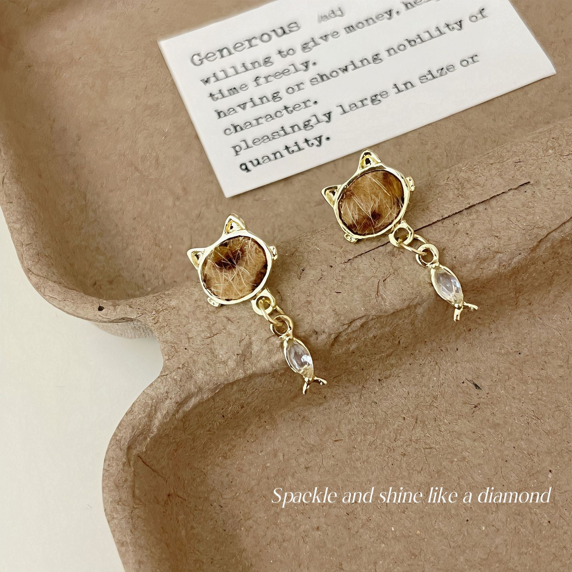 Wholesale Autumn and winter leopard print cat fish earrings for women sweet and exquisite Maillard color furry earrings