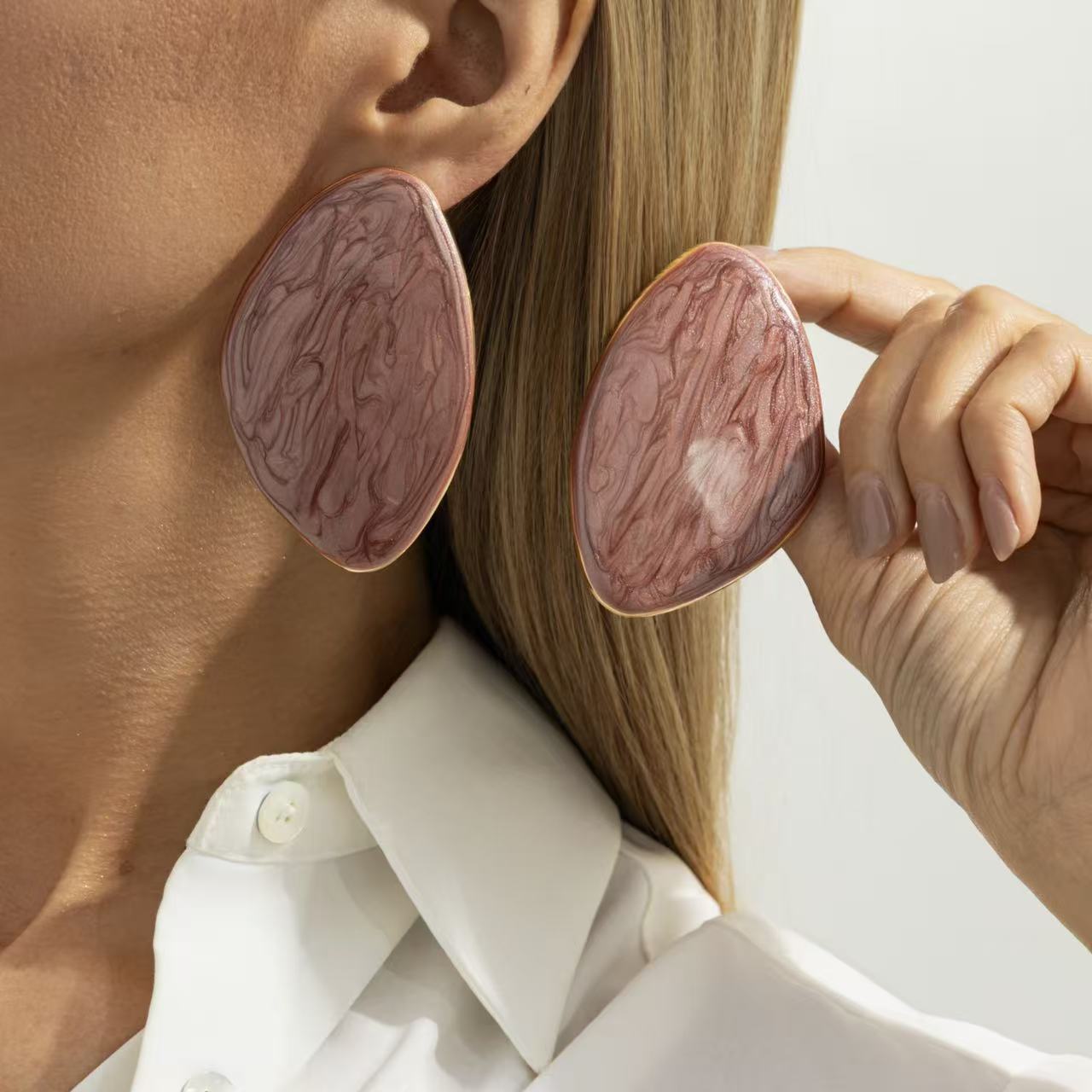 Wholesale Geometric Irregular Folded Acrylic Earrings