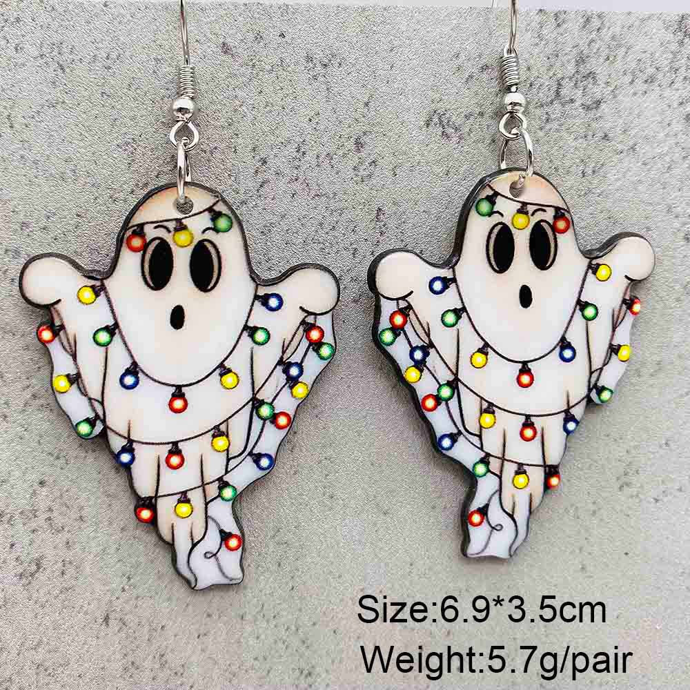 Wholesale Christmas Ghost Acrylic Christmas Hat Lanterns Christmas Earrings