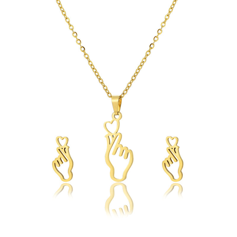 Wholesale Hollow Palm Necklace Earring Set