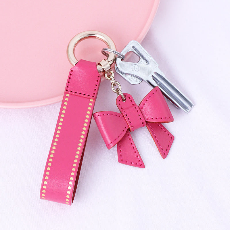 Wholesale Bow Knots Retro Girls' Bag Hangers Cowhide Keychains