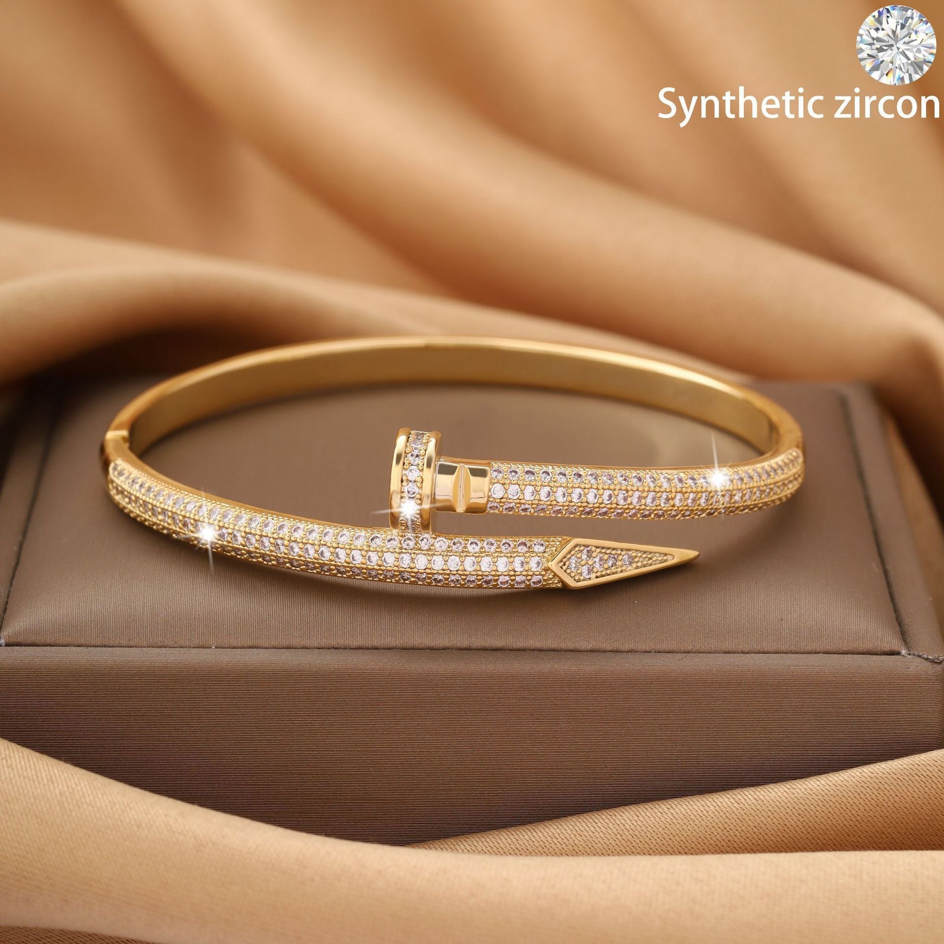 Wholesale Nail copper micro inlaid zircon open bracelet