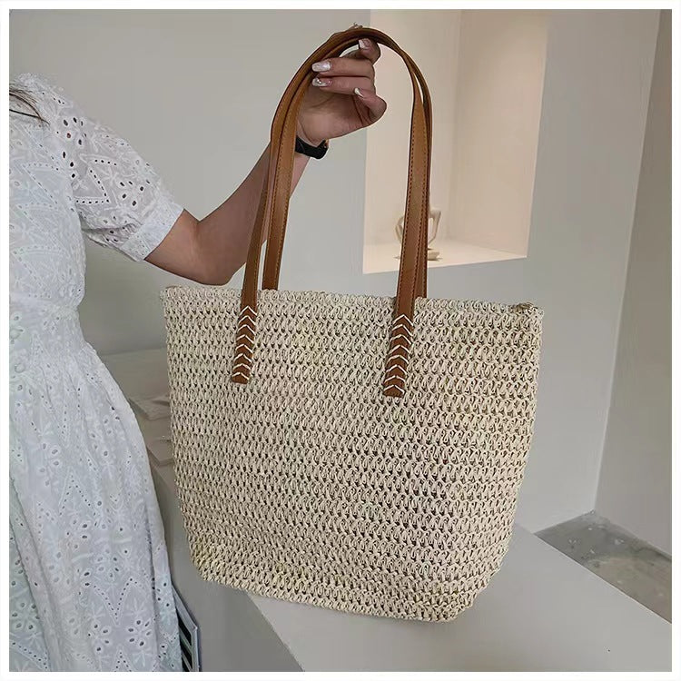 Wholesale Single Shoulder High-capacity Beach Grass Woven Bags