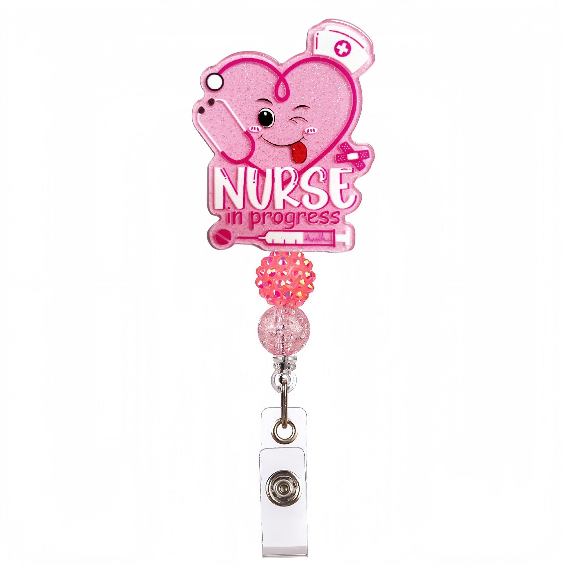 Wholesale acrylic glitter medical DIY beaded diamond ball bow Keychain