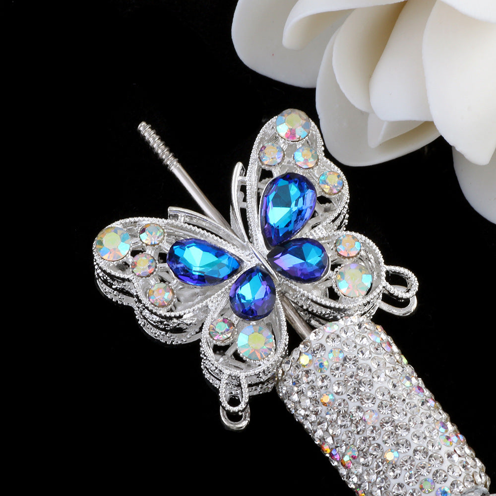 Wholesale 10pcs double-sided alloy butterfly crystal diamond beads