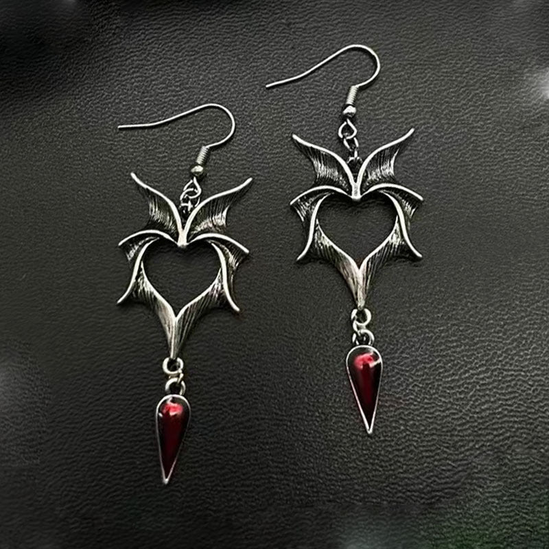 Wholesale Halloween Vintage Oil Dripping Wings Earrings