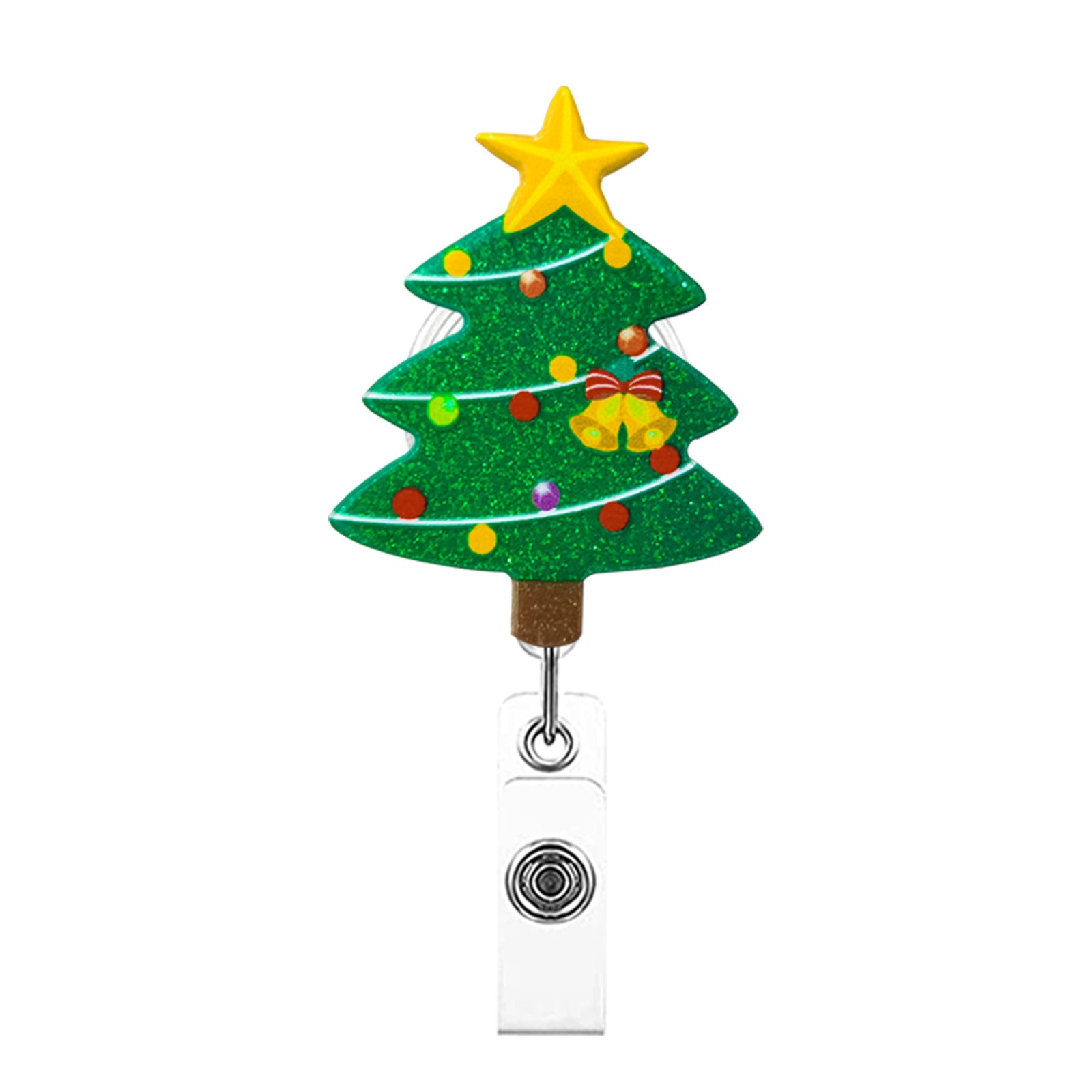 Wholesale Christmas acrylic glitter snowman Christmas tree telescopic clip rotating easy pull buckle