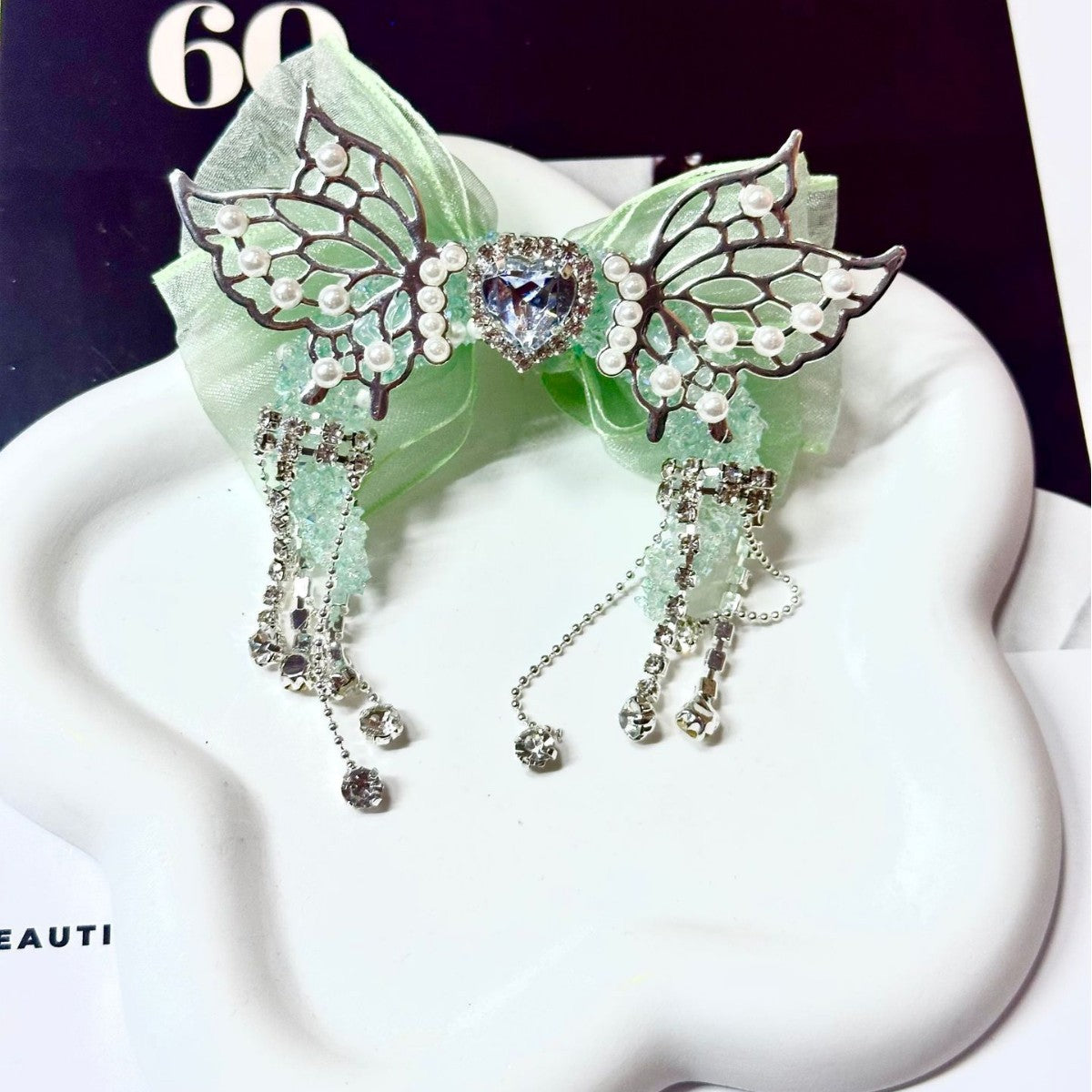 Wholesale Butterfly moon with holes for pen  heavy work beaded pen  beaded