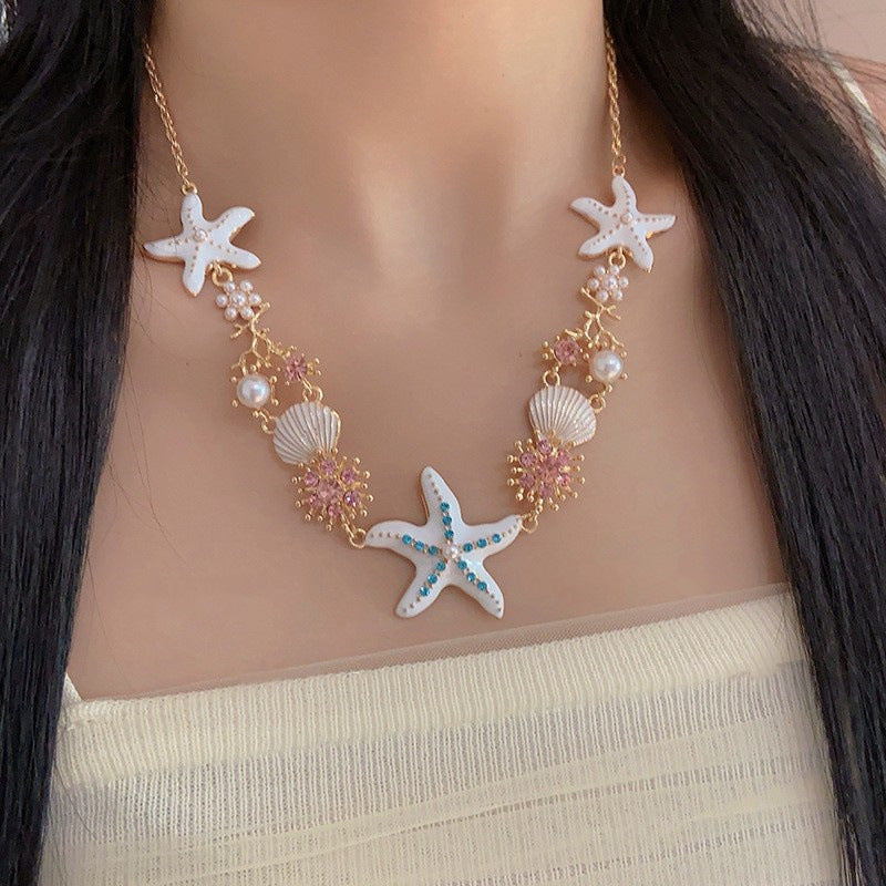 Wholesale Colorful starfish shell pearl necklace