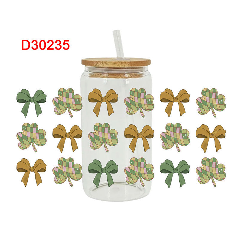 Wholesale Colorful Cartoon St. Patrick's Lucky Clover 16oz Cup UV DTF Film