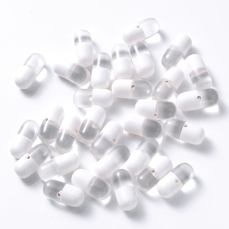 Wholesale 100pcs/pack 6*12mm Half-hole Imitation Pill Capsule Resin Beads